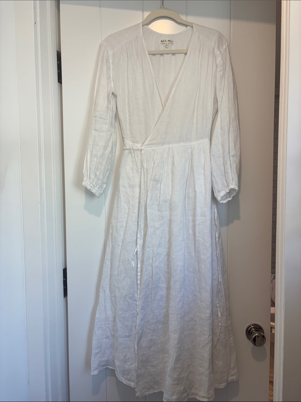 Alex Mill White Linen Wrap Maxi Dress